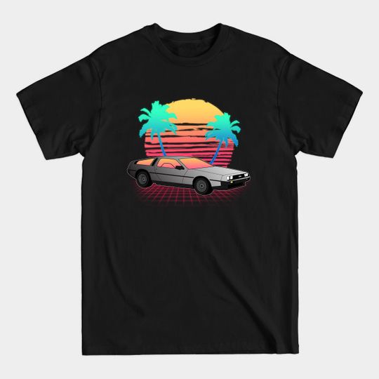 Neon Sunset Logo - Delorean - T-Shirt
