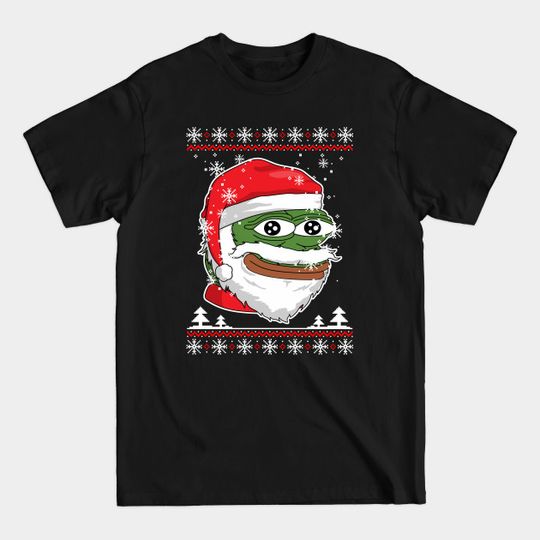 Santa Pepe FeelsOkayMan - White Outline - Pepe - T-Shirt