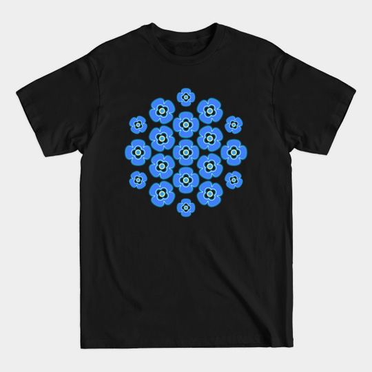 Blue Flower Circle 3 - Flowers - T-Shirt