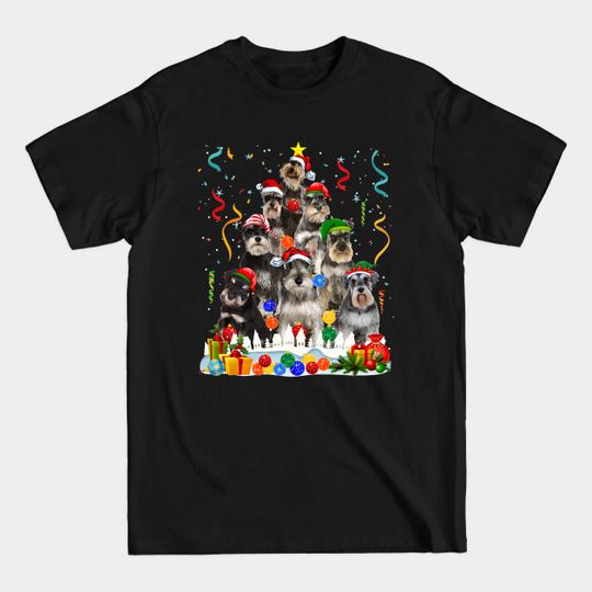 Funny Miniature Schnauzer Dog Christmas Tree - Funny Miniature Schnauzer Dog Christmas - T-Shirt