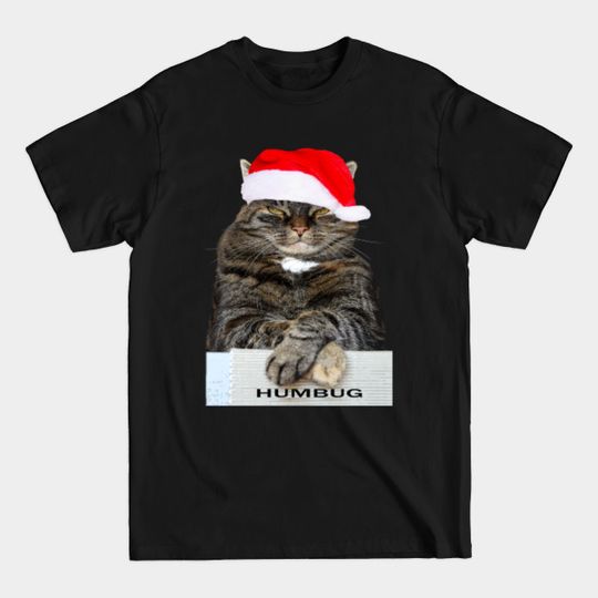 Christmas Cat Humbug with Santa Hat Holiday, TPSSG - Christmas Humbug Cat - T-Shirt