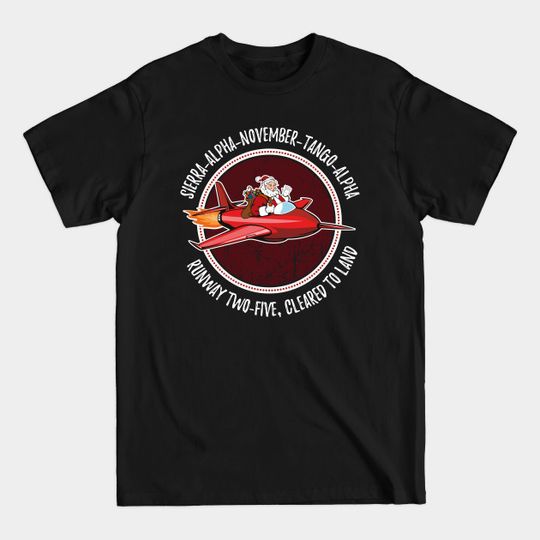 Santa Airlines Pilot Christmas Gift Aviation Air Traffic Controller Holiday Retro Shirt - Pilot Gift - T-Shirt