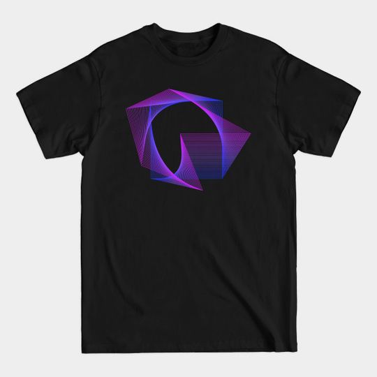 Abstract Geometry Square Line Art Neon Colors - Abstract Geometric Shapes - T-Shirt