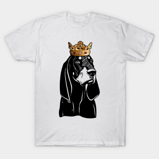 Black and Tan Coonhound Dog King Queen Wearing Crown - Black And Tan Coonhound - T-Shirt
