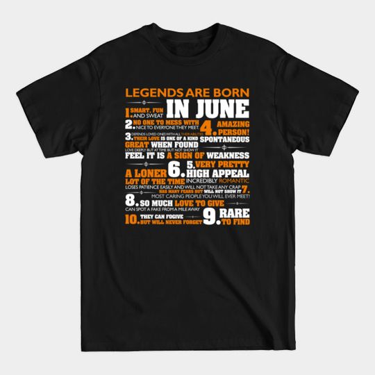 Legends are born in June T Shirt Cancer Pride Birthday - Legends Are Born In June - T-Shirt