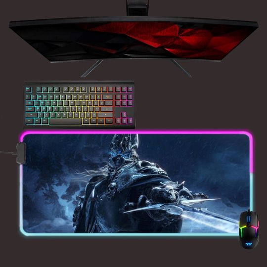 World of Warcraft led mouse mat, WoW Lich King rgb mouse pad, gaming mouse pad, desk mat, gift for gamer