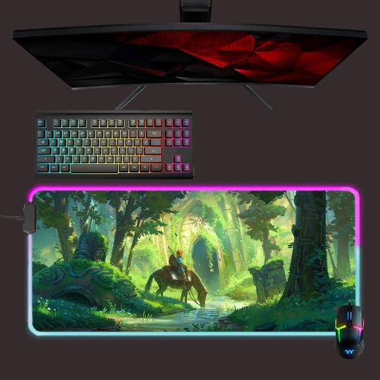 The legend of zelda led mouse mat, Breath of the wild Link rgb mouse pad, gaming mouse pad, led desk mat