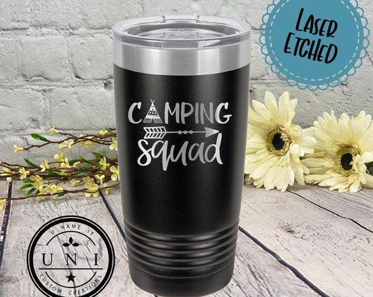 Camping Squad Polar Camel Tumbler, Personalized Tumbler, Insulated Travel Mug, Camping Mug,