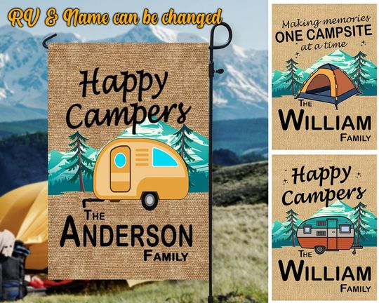 Personalized Camping Flag, Camping Gift, Custom Rv, Gift for Campers