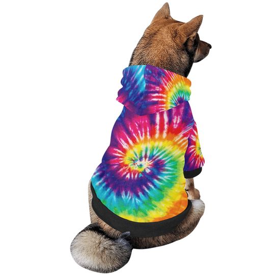 Dog Hoodie Tie dye, Hippie, buttoned sweatshirt