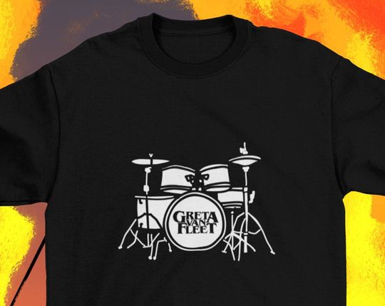 Greta Van Fleet T Shirt with Drum Graphics | Greta Van Fleet