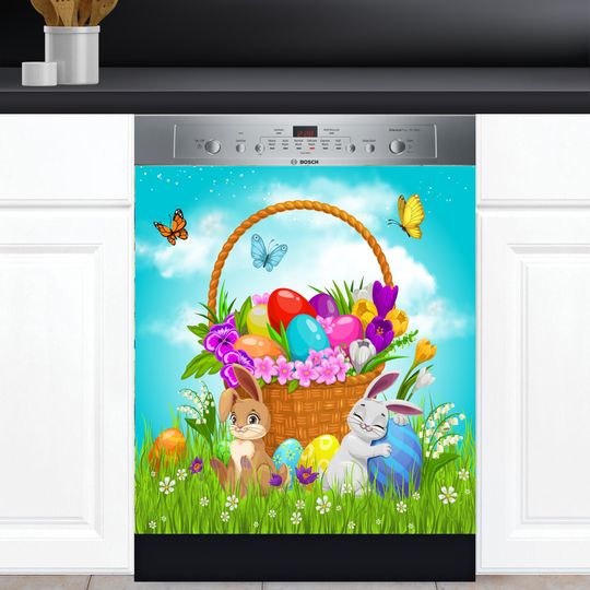 Two Bunnies Easter Design Dishwasher Cover