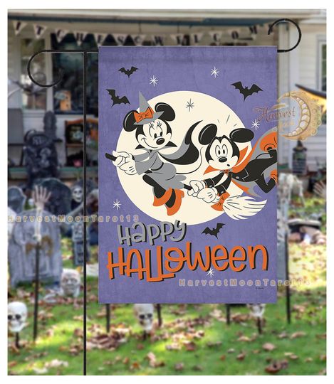 Personalized Disney Mickey Minnie Happy Halloween Garden Flag