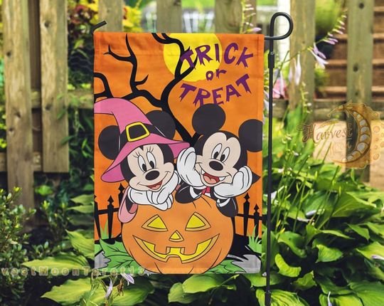 Personalized Disney Mickey Minnie Boo Halloween Garden Flag