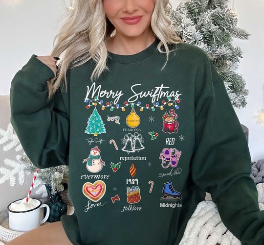 Merry Swiftmas Sweater, The Eras Tour Christmas Shirt, Swift Xmas, Gift for Swifty, Taylor version Christmas, Xmas Swift Merch, 1989 tee