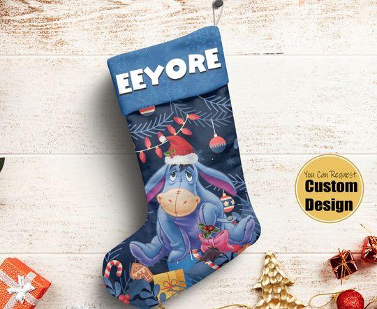 Personalized Winnie The Pooh Eeyore Disney Christmas Stocking, Family Christmas Stocking