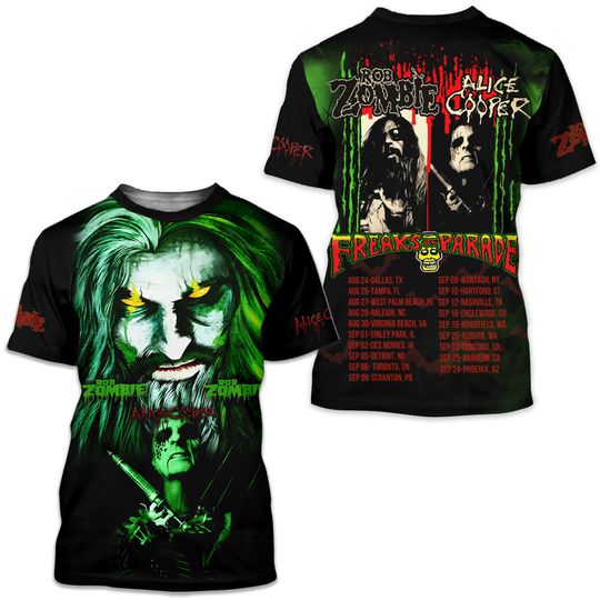 Rob Zombie and Alice Cooper Freaks on Parade 2023 3D Shirt