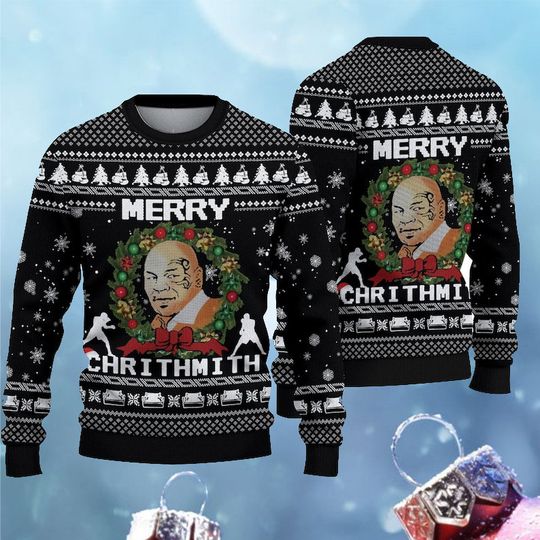 Mike Tyson Merry Christmith Christmas Ugly Sweater, Mike Tyson Fans Ugly Sweater All Over Print, Boxing Lovers Ugly Xmas Sweater, Fan Gift
