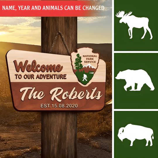 National Park Welcome Sign 3D, Personalized National Park Sign