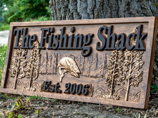 Fishing Gifts for Men | Lake House Decor | Fishing Decor | Cottage Decor | Man Cave Sign | Fishing Wall Art | Cabin Decor 3D Wood Bass Decor