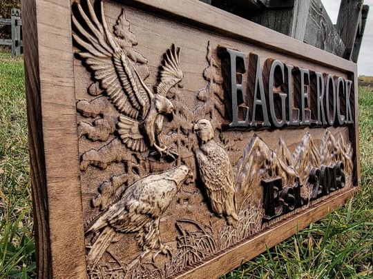 Custom Eagle Sign | American Eagle Wall Art | Front Door Sign | Front Porch Decor | Wood Name Sign | US Eagle Decor | Flying Eagle Wood Sign