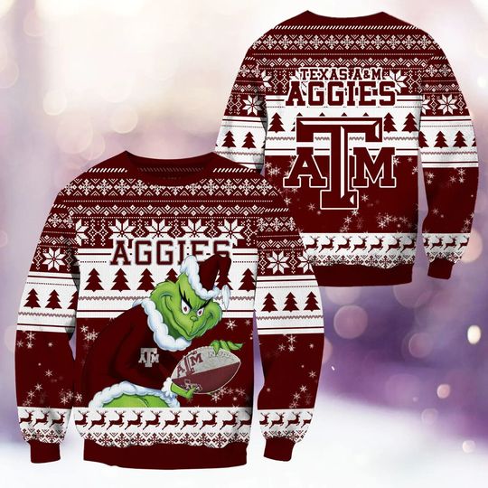 Texas A&M Aggies Grin Football Christmas Ugly Sweater Sweatshirt