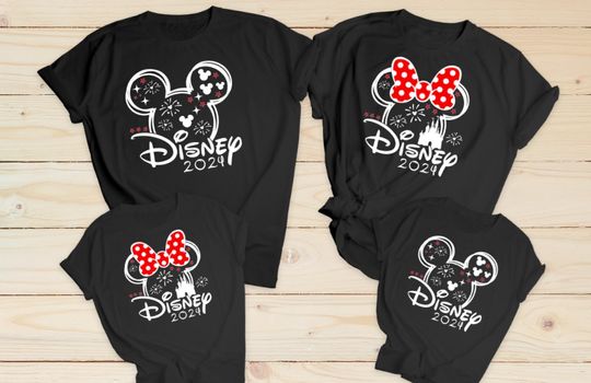 Matching family t shirts Black Disney 2024 head holiday travel tops Matching shirt