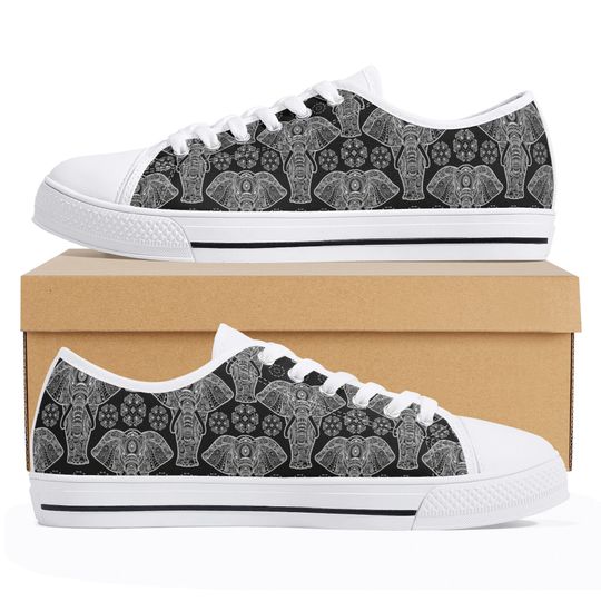 Mandala Elephant Pattern Women's Low Top Sneaker