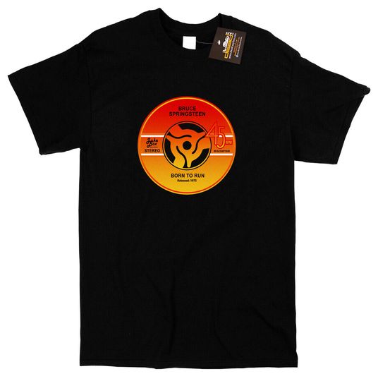 Bruce Springsteen Born to Run Vinyl Record 45 rpm T-shirt Tee Song Fan Tee