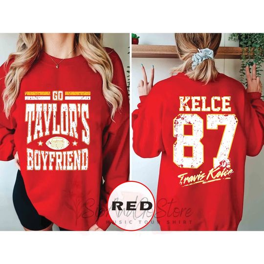 Go Taylors Boyfriend Shirt, Vintage Travis Kelce Sweatshirt