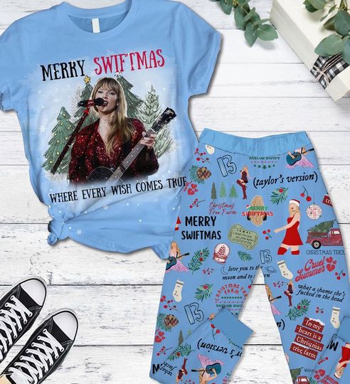 Merry Swiftmas Christmas Pajamas, Taylor Swiftmas Holiday Pajamas, Family Pajamas Set