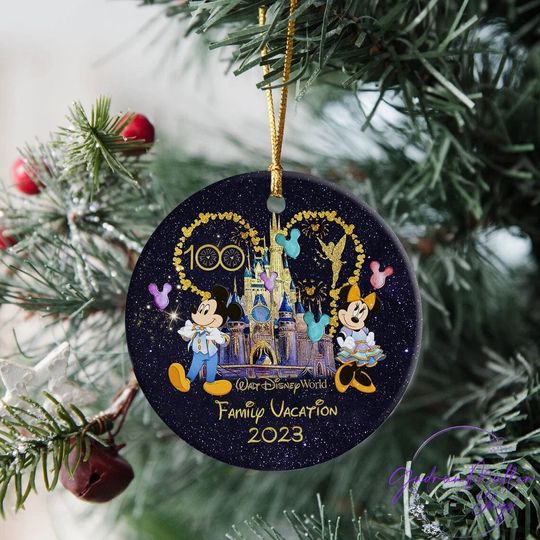 Personalized Disney 100 Years Ornament, Mickey Minnie Ornament, Disney 100th Anniversary Ornament, Disney 2023 Trip Keepsake