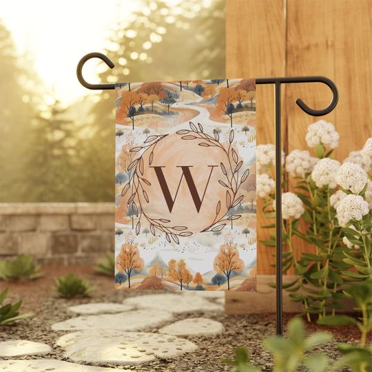 Personalized Fall Garden Flag - Whimsical Trees & Winding Road