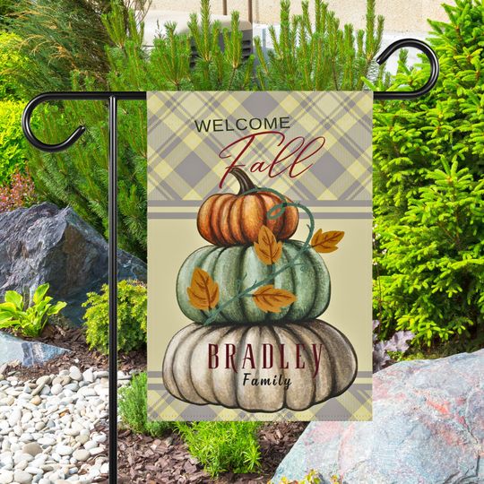 Welcome Fall Pumpkin Outdoor Flag, Autumn Garden Flag