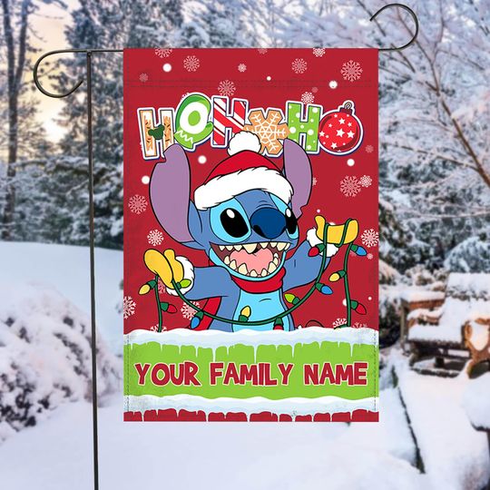 Personalized Stitch Christmas Disney Garden Flag