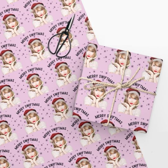 Merry Swiftmas Wrapping Paper, Taylor Eras Tour Gift Wrapping Paper