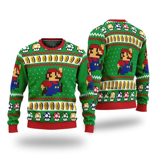 Super Mario Bros Christmas Ugly Sweater, Game Sweatshirt