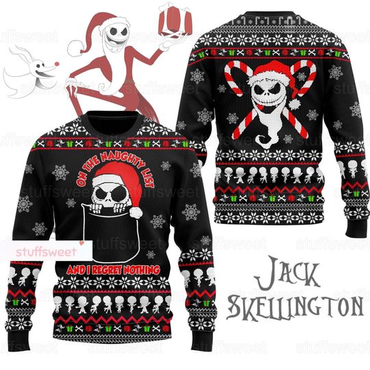 Christmas Jack Skellington Ugly Sweater, Jack Skellington Santa Sweater