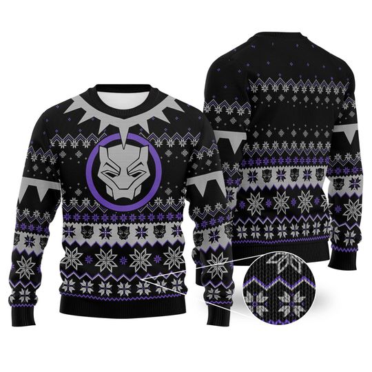 Black Panther Christmas Ugly Sweater, Marvel Ugly Sweater