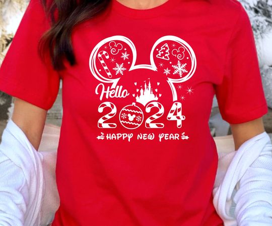 Hello 2024 Mickey TShirt, Matching Family Disney Trip Shirts