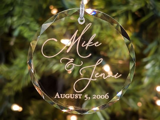 Custom Crystal Ornament Personalized with Your Names and Special Date