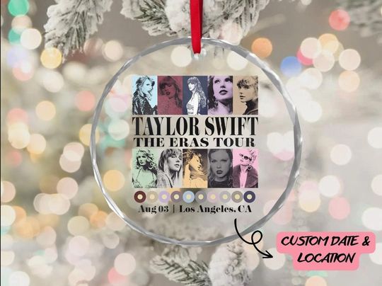 Personalized The Eras Tour Glass Ornament, taylor version 2023 Fan Gifts