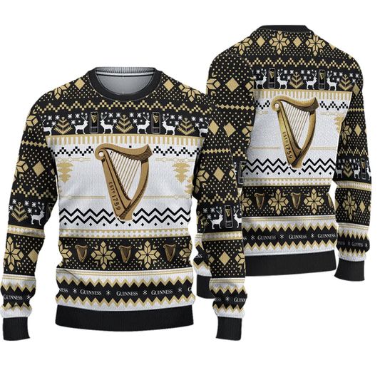 Modern Guinness Christmas Sweater, Ugly Xmas 3D Sweater