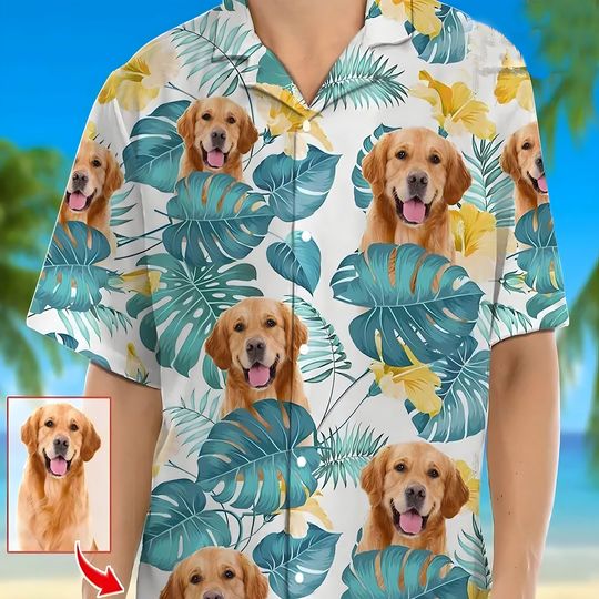 Personalized Photo Upload Dog Men's Hawaiian Shirt