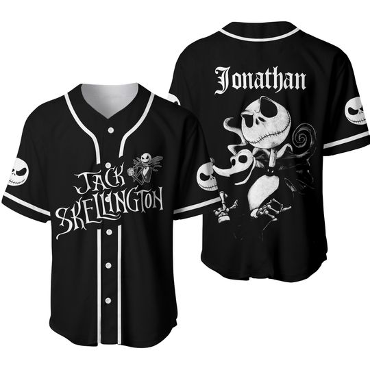 Personalized Jack Skellington Disney Baseball Jersey