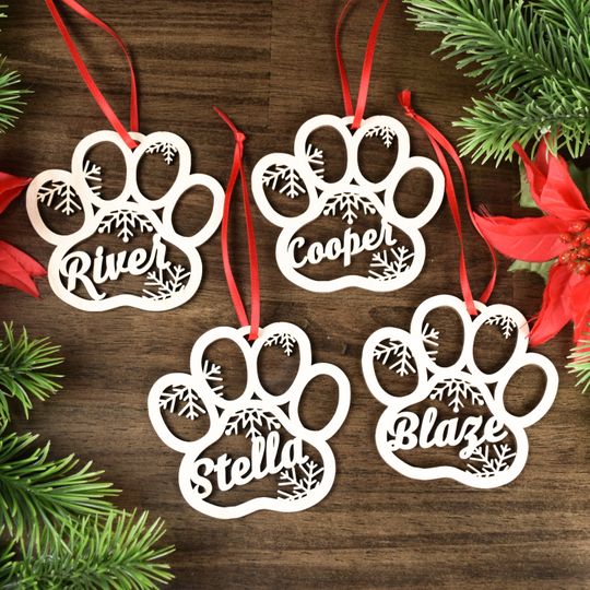 Personalized Dog Paw Ornament | Custom Pet Christmas Ornament | Animal 2023