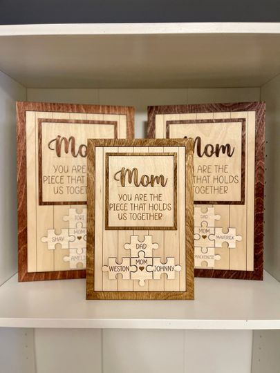 Personalized Gift For Mom | Personalized Wooden Puzzle Sign For Mom