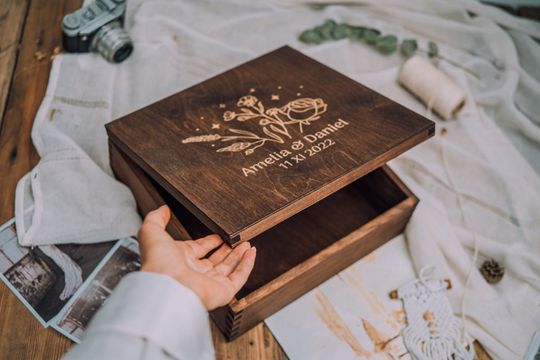 Personalized Engraved Gift Box, Rustic Wooden Keepsake Box, Newborn Baby Memories