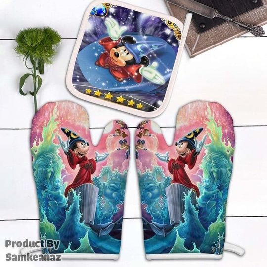 Mickey Wizard OVen Mitts & Pot Holder, Magician Hot Pad, Cookie oven mitts