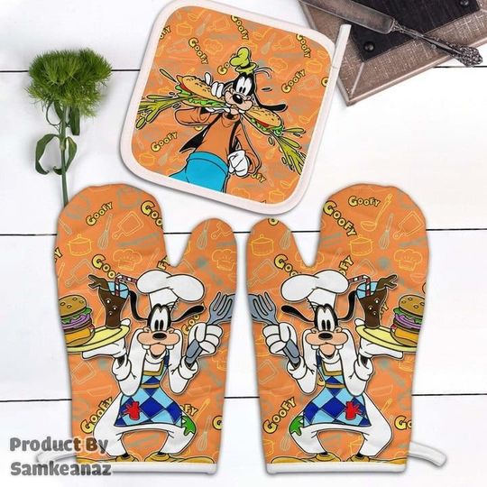Goofy Oven Mitts & Pot Holder, Goofy Hot Pad, Cookie oven mitts
